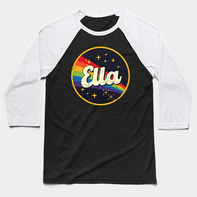 Ella // Rainbow In Space Vintage Grunge-Style Baseball T-Shirt by LMW Art